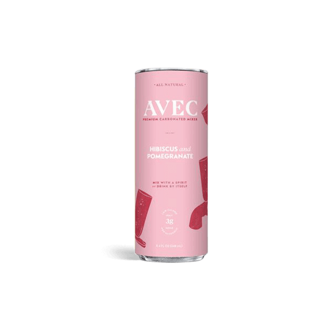 AVEC HIBISCUS & POMEGRANATE - Premium Carbonated Mixer  Non-Alcoholic Beverage - 8.45oz - ProofNoMore