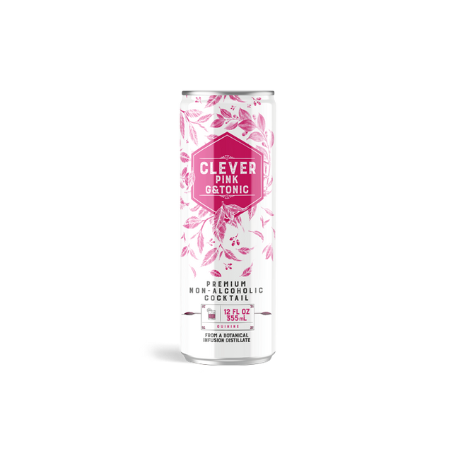 Clever Pink G and Tonic - Non-Alcoholic Craft Mocktail - 12oz  Cans - ProofNoMore