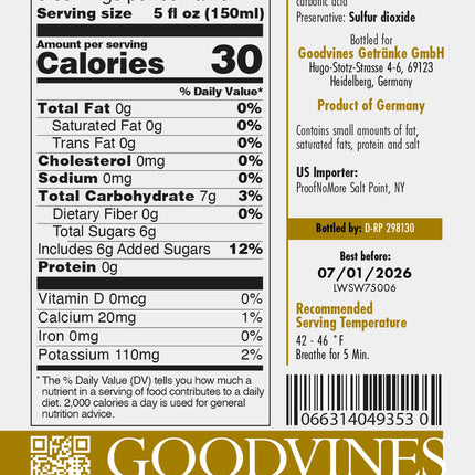 Goodvines Non-Alcoholic Merlot Rose Back Label